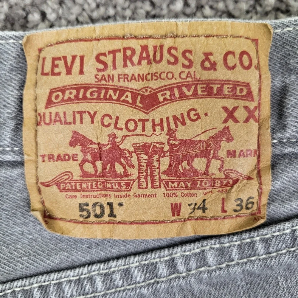 Levi's Men's 501 Original Straight‎ Leg Button Fly Grey Jeans 34x36 Vintage 2008